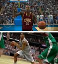 Screenshot comparison: College Hoops 2K8 vs March Madness 08