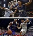 Screenshot comparison: College Hoops 2K8 vs March Madness 08